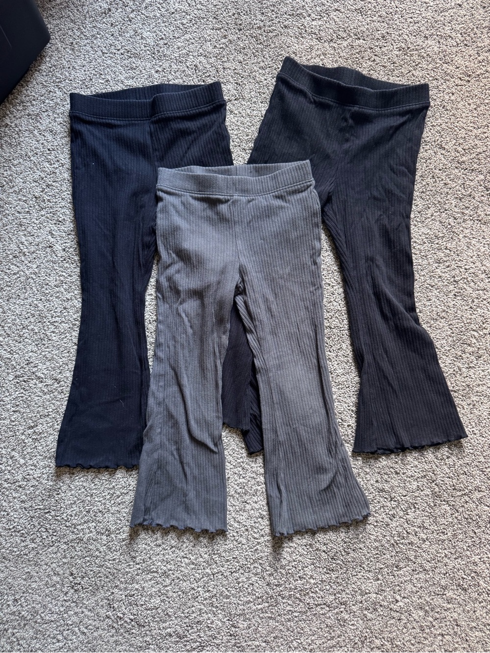jumping beans Ribbed Flare Leggings Trio - Black & Gray